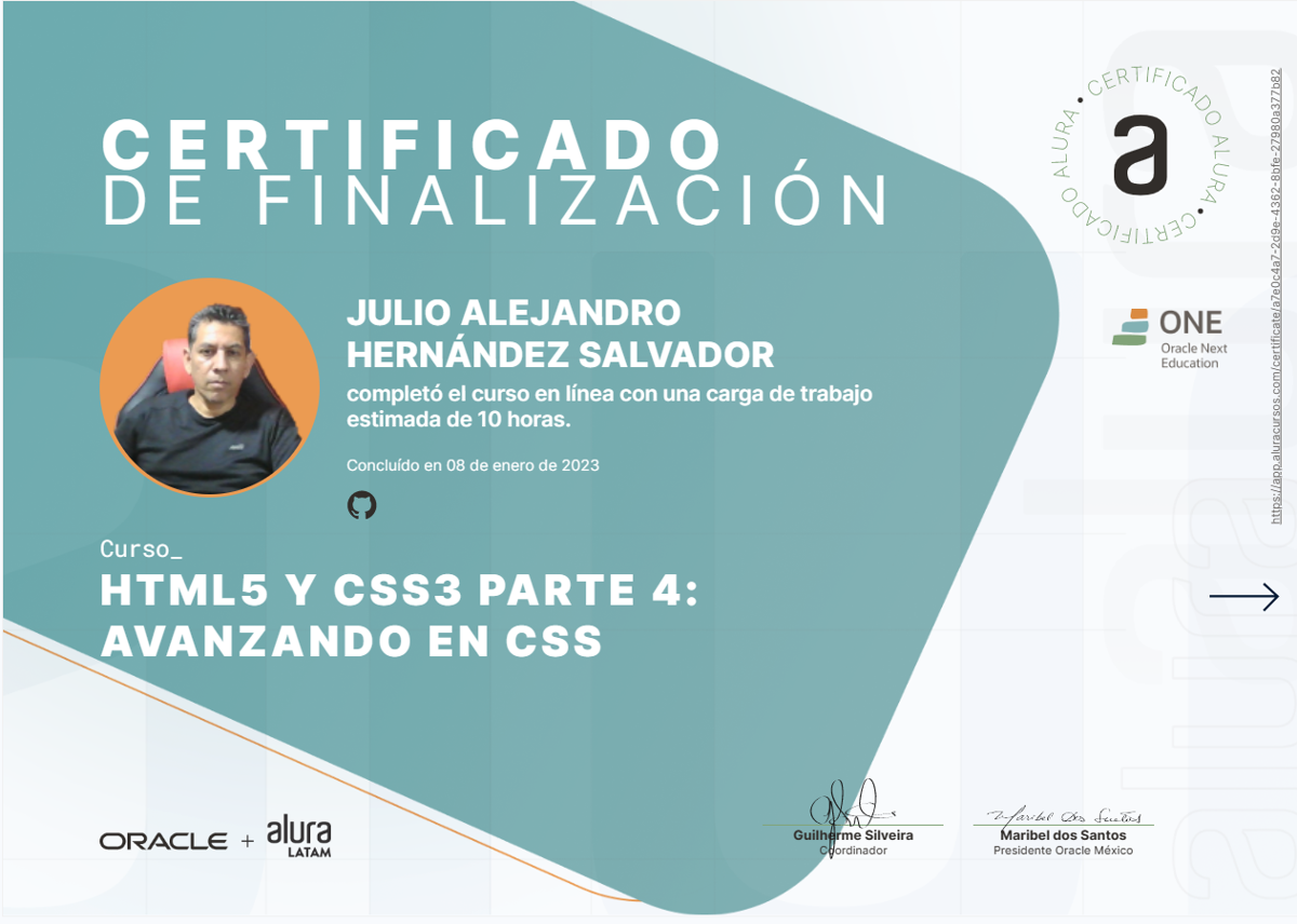 Certificado ONE - HTML5 y CSS3